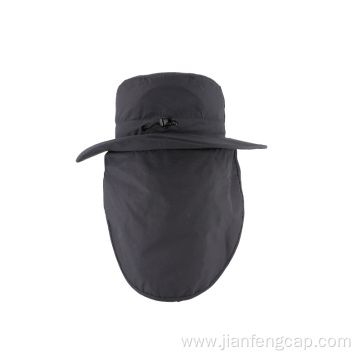 Nylon fabric bucket hat with cape